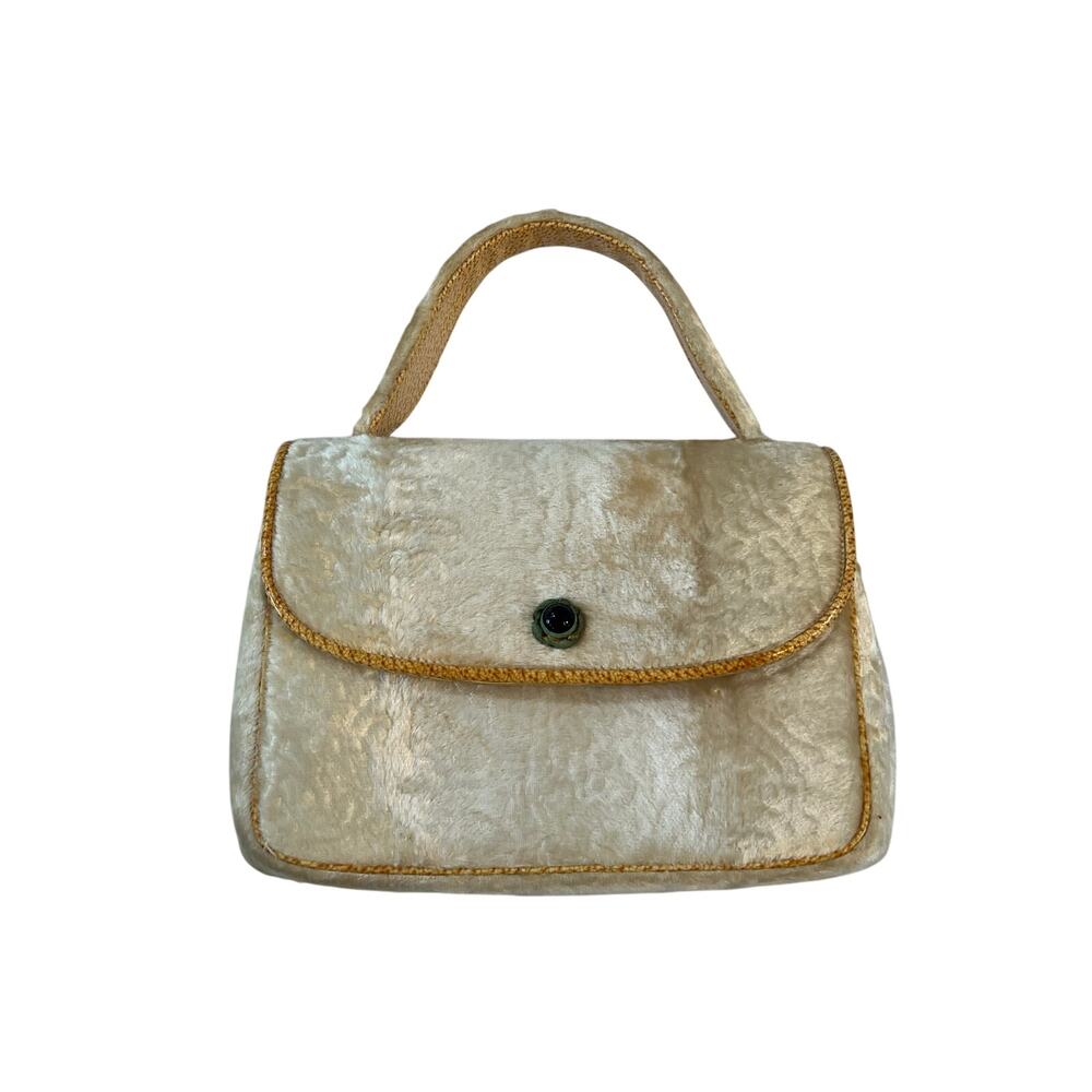Bienen Davis Velour Mini Clutch Handbag Vintage Y2K READ Cream Velvet